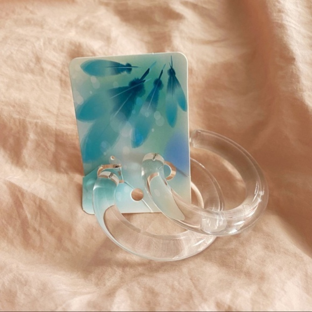 Anthropologie large clear lucite chunky hoops with post backing, like new